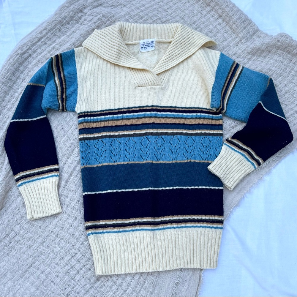 Vintage Sailor Collar Striped Sweater